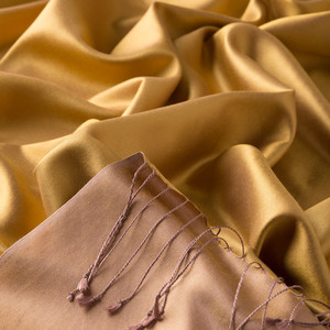 Gold Reversible Silk Scarf - Thumbnail