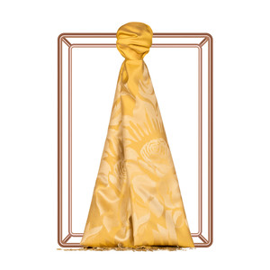 Gold Royal Garden Jacquard Silk Scarf - Thumbnail