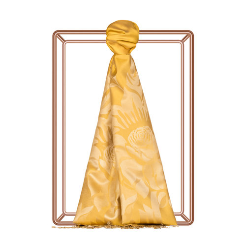 Gold Royal Garden Jacquard Silk Scarf