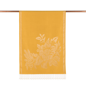 Gold Royal Garden Jacquard Silk Scarf - Thumbnail