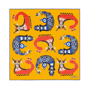 ipekevi - Gold Şahmeran Saten İpek Mendil