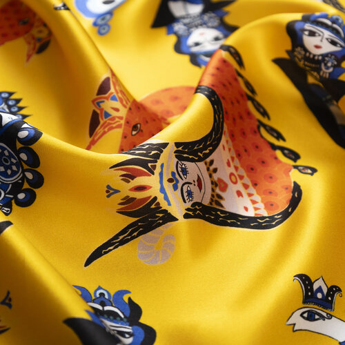 Gold Şahmeran Saten İpek Mendil