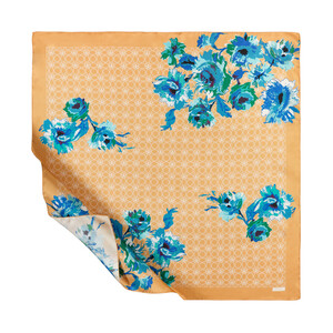 ipekevi - ايشارب حرير تويل تصميم ورود لون ذهبي