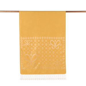 Gold Semi Monogram Print Silk Scarf - Thumbnail