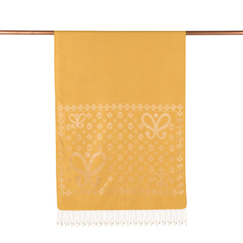 Gold Semi Monogram Print Silk Scarf