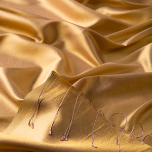 Gold Shantung Silk Scarf - Thumbnail