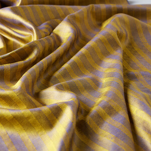 Gold Stripe Patterned Silk Shawl - Thumbnail