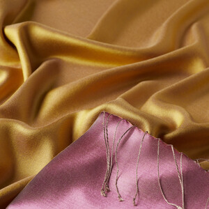 Gold Sugar Pink Reversible Silk Scarf - Thumbnail