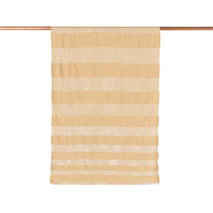 Gold Thin Lurex Striped Silk Scarf - Thumbnail