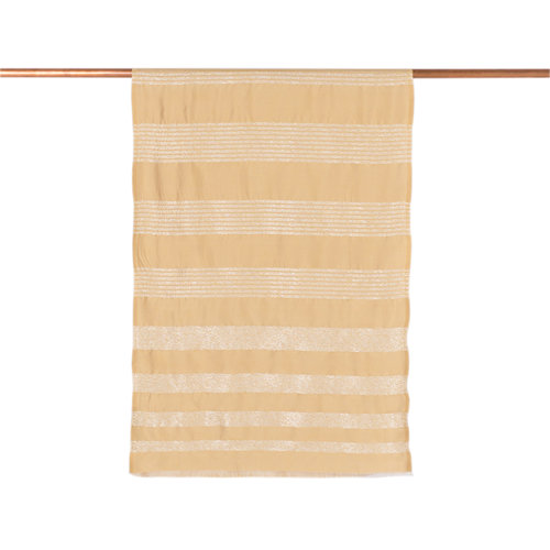 Gold Thin Lurex Striped Silk Scarf