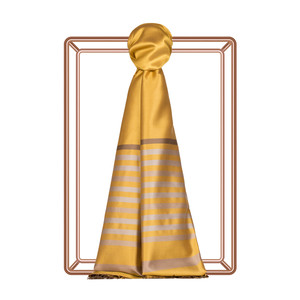 Gold Thin Meridian Striped Silk Scarf - Thumbnail
