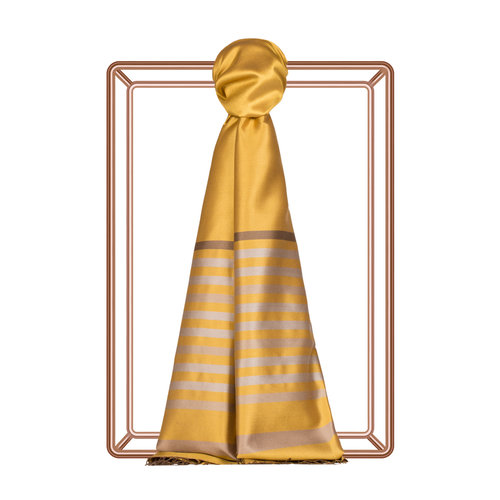 Gold Thin Meridian Striped Silk Scarf