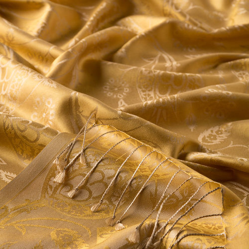 Gold Tulip Jacquard Silk Scarf