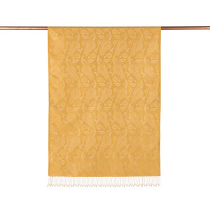 Gold Tulip Jacquard Silk Scarf - Thumbnail