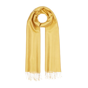 Gold Twill Silk Scarf Shawl - Thumbnail