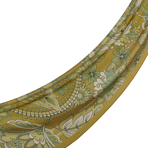 Gold Yellow Royal Ivy Pattern Tencel Scarf