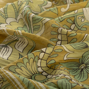 Gold Yellow Royal Ivy Pattern Tencel Scarf - Thumbnail