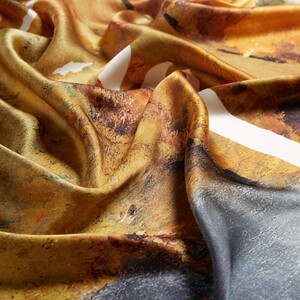 Golden Autumn Satin Silk Scarf - Thumbnail