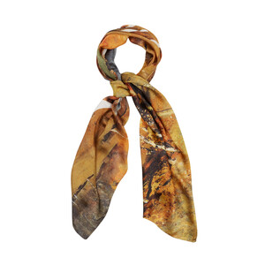 Golden Autumn Satin Silk Scarf - Thumbnail