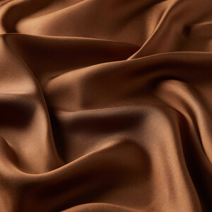 Golden Brown Plain Silk Twill Scarf - Thumbnail