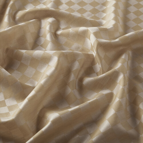 Golden Checkered Cotton Silk Scarf 