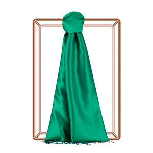 Grass Green Reversible Silk Scarf - Thumbnail