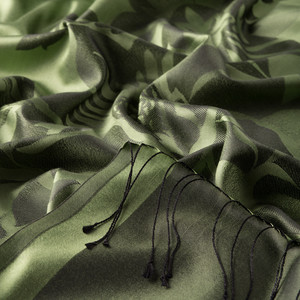 Grass Green Royal Garden Jacquard Silk Scarf - Thumbnail