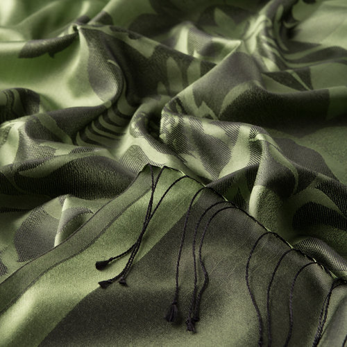 Grass Green Royal Garden Jacquard Silk Scarf
