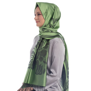 Grass Green Royal Garden Jacquard Silk Scarf - Thumbnail