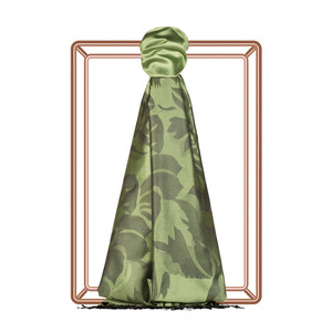 Grass Green Royal Garden Jacquard Silk Scarf - Thumbnail