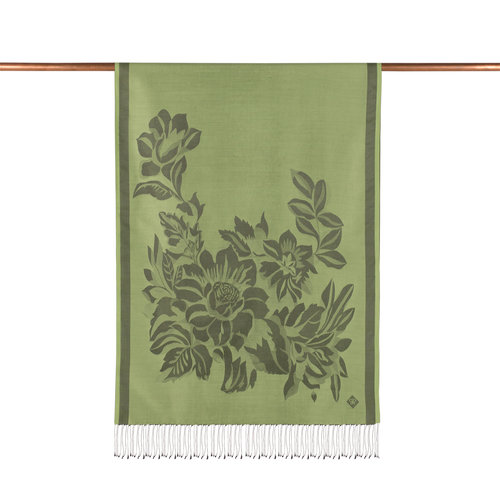 Grass Green Royal Garden Jacquard Silk Scarf