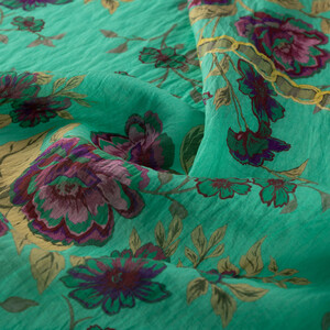 Grass Green Spring Frame Print Tencel Scarf - Thumbnail