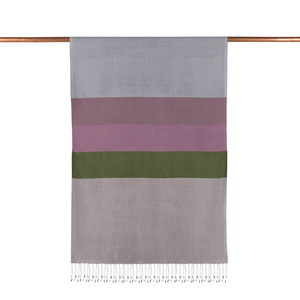 ipekevi - Gray Dry Rose Kushak Striped Silk Scarf (1)