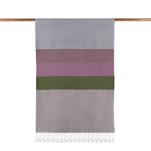 Gray Dry Rose Kushak Striped Silk Scarf