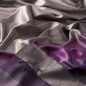 Gray Elitist Striped Silk Scarf - Thumbnail