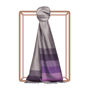 Gray Elitist Striped Silk Scarf - Thumbnail