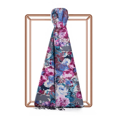 Gray Garden Spirit Print Silk Scarf