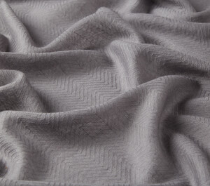 Gray Herringbone Patterned Wool Silk Shawl - Thumbnail