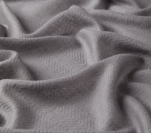 Gray Herringbone Patterned Wool Silk Shawl