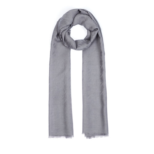 Gray Houndstooth Patterned Wool Silk Scarf