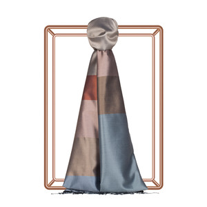 Gray Kushak Striped Silk Scarf - Thumbnail