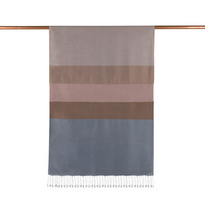 Gray Kushak Striped Silk Scarf - Thumbnail