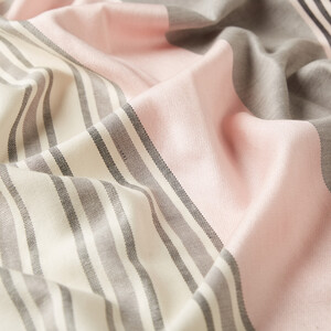 Gray Mixed Striped Cotton Silk Shawl - Thumbnail