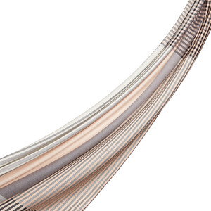 Gray Mixed Striped Cotton Silk Shawl - Thumbnail