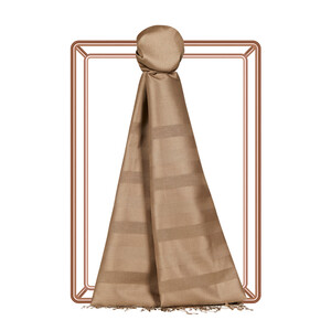 Gray Mono Striped Silk Scarf - Thumbnail