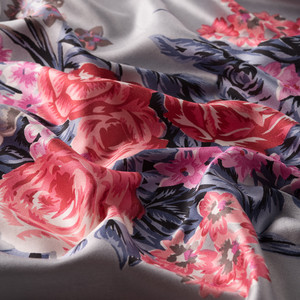 Gray Palace Garden Print Silk Scarf - Thumbnail