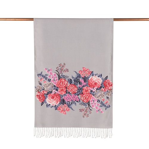 Gray Palace Garden Print Silk Scarf