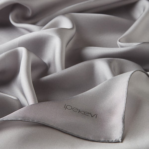 ipekevi - Gray Plain Silk Twill Scarf (1)