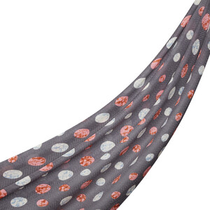 Gray Polka Print Wool Scarf - Thumbnail