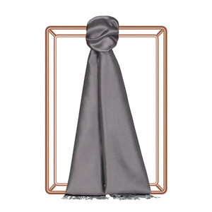 Gray Reversible Silk Scarf - Thumbnail